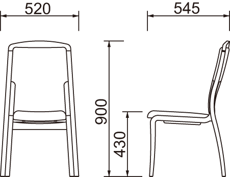 スタッキングチェア T-5745WB-CH｜天童木工